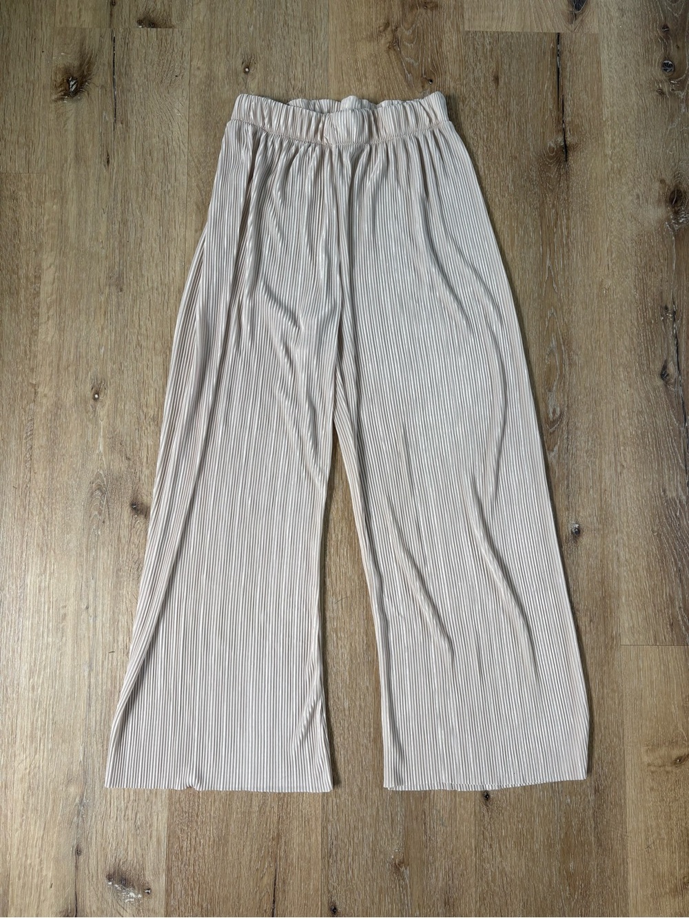 Women's Wide Leg Pleated Beige Pants